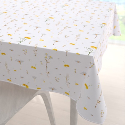 Biante bavlna čtvercový ubrus Sandra SA-497 Žluté bylinky na bílém 100x100cm