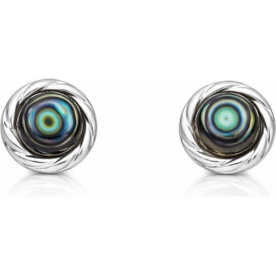 jantario Strieborné náušnice s perleťou abalone Jemné očko 102503