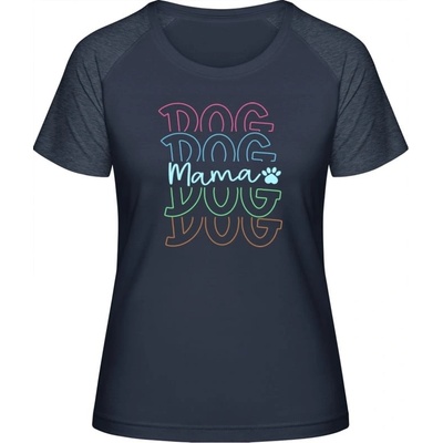 MyMate Predĺžené Tričko MY120 Farebný nápis DOG Mama Navy / Heather Navy