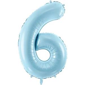 Party Deco Фолиев Балон Цифра, Светло Синьо, 86см - 6 (fb1p-6-001j)
