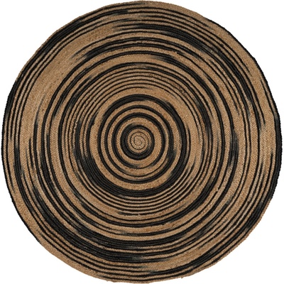 My Soul Depot Кръгъл килим от юта в черно рае (ТАР027)