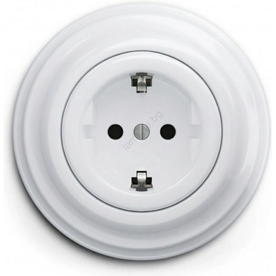 Kliklap - Ретро домашна розетка с рамка SCHUKO 230V/16A снежнобяла (KA0151G)