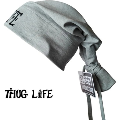 Street Knowledge Бийни шапка в сиво с бродерия Thug life tattoo Street KnowledgeSK-0076 - Тъмносив, размер L/XL