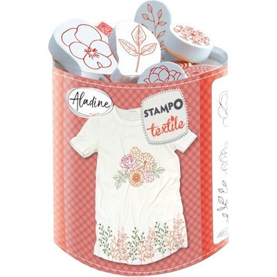 Aladine Razítka na textil Stampo TEXTILE Květiny a věnečky