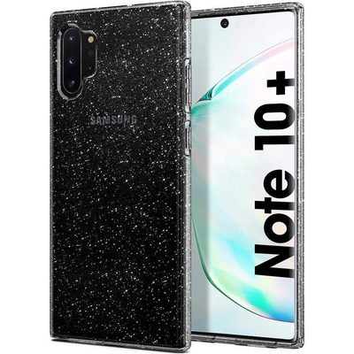 Spigen Liquid Crystal Glitter Case - тънък качествен силиконов (TPU) калъф за Samsung Galaxy Note 10 Plus (прозрачен)