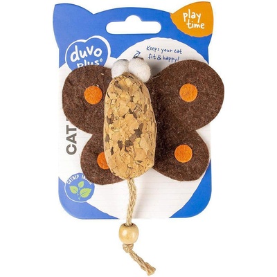 Duvoplus - Котешка играчка във форма на пеперуда от корк, 10Х12Х3 см