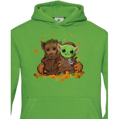 Dětská mikina Mistr Yoda a Groot Zelená