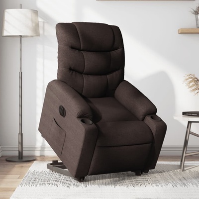 vidaXL 3206663 Elektrické zvedací polohovací křeslo textil tmavě hnědá