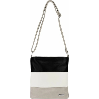 TOMMY dámska crossbody koženková kabelka Čierna/Biela/Sivá