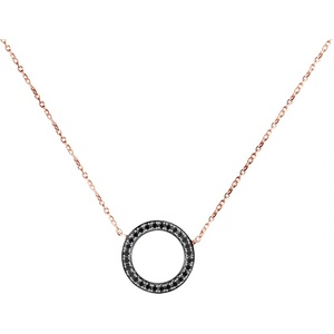 SAVICKI Кръгло колие от розово злато 585 с черни диаманти 0.08К, 42 см