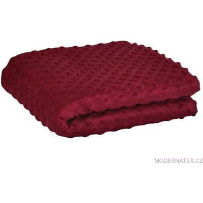 Látka minky puntík, 380 g/m², šíře 160 cm, metráž, vínová