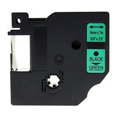 Kompatibilná páska s Dymo 40919, S0720740, 9mm x 7m, čierna tlač/zelený podklad