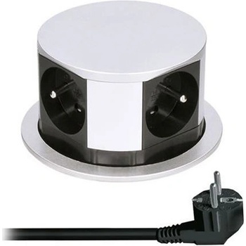 Solight PP103 4 zásuvky strieborný 1,5m rohový design