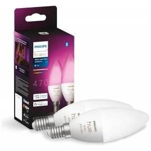 Philips White & Color Ambiance E14 LED lamp, pack of 2, dimmable, up to 16 million colors, controllable via app, compatible with Amazon Alexa (Echo Echo Dot) - 929002294205
