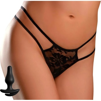 Image 1 of HookUp Panties Crotchless Pleasure Pearls Black S/M/L