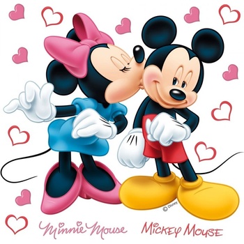 AG Design Samolepka na stenu Mickey a Minnie love Film 30x30 cm