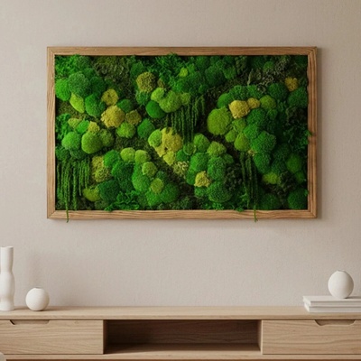 Machový obraz obdĺžnik 60x90 cm zo stabilizovaného machu – plochý a kopcovitý, viacfarebný