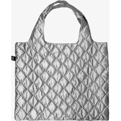 Prešívaná taška LOQI METALLIC Silver Puffy Medium Bag