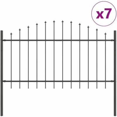 vidaXL Zahradní plot 7 pcs Šedá 170 x 140 cm Práškově lakovaná ocel