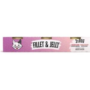 VetExpert Mr. Bandit Fillet & Jelly mix - консерва за котки - желирано пиле с телешко, риба тон със сьомга и пиле с агнешко, 3 х 80 гр - Полша