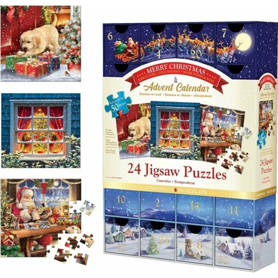 EUROGRAPHICS Puzzle Adventný kalendár: Veselé Vianoce 24x50 dielikov