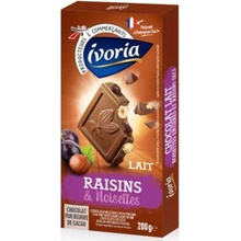 Ivoria Mléčná čokoláda 30% s rozinkami a lískovými oříšky 200 g