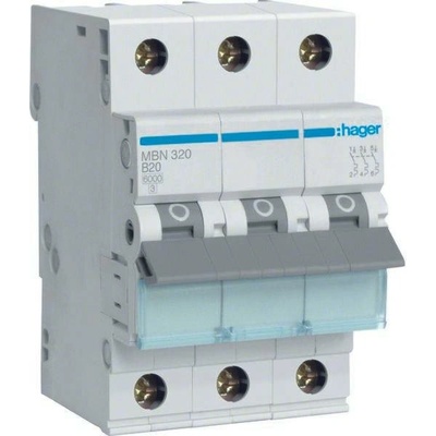 Hager MBN320 3 pól. 20A, char.B, 6 kA