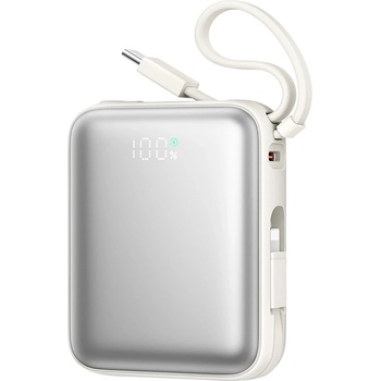 JOYROOM JR-PBF27 10000mAh 22.5W Преносима батерия Powerbank с вграден USB-C и Lightning кабели - бял (JR-PBF27-W)