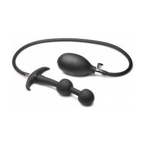 XR Brands Ass Rattler Inflatable Silicone Plug with Weights Black