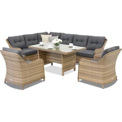 Garden Point Градински мебели с ъглов диван Toledo Comida 7 Garden Point cappuccino (GAP323-COM7)