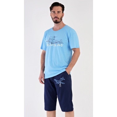 Letadlo pánské pyžamo bermudy sv.modré