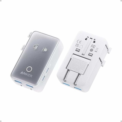 Anker Захранване с 2xUSB-C и 2xUSB-A изходи и преходници за цял свят в едно устройство за мобилни устройства - Anker 5-in-1 Nano Travel Adapter 20W (бял) (A9215H21)