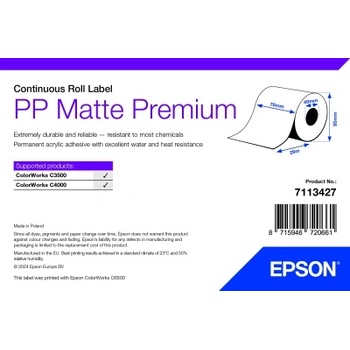 Epsonlabel Epson PP Matte Label Premium, Continuous Roll, 76mm x 29m (7113427)