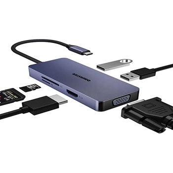 Image 1 of OBERSTER Докинг станция OBERSTER 6-in-1, USB Type-C, VGA, HDMI, 2 USB 2.0, SD/TF Card Reader, Сива | YL-HB101 (YL-HB101)
