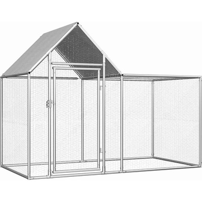 vidaXL Klec pro kuřata 2 × 1 × 1,5 m, pozinkovaná ocel stříbrná 9799.144553