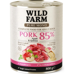 WILD FARM pure mono Свинско с ябълка и киноа 800 г - монопротеинова храна за кучета