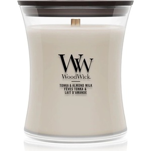 WoodWick Tonka & Almond Milk ароматна свещ с дървен фитил 275 гр