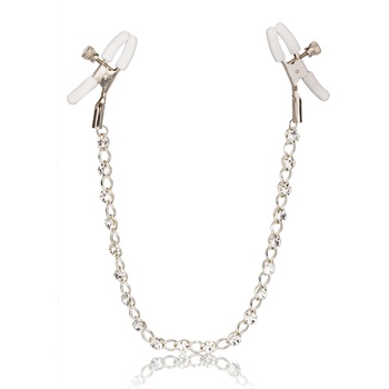 Image 1 of California Exotics Crystal Chain Nipple Clamps Silver