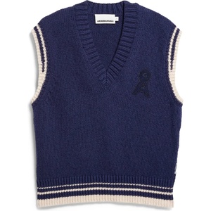 ARMEDANGELS Дамски пуловер ARMEDANGELS Women's Iconic Å College Knit Vest Jumper - Tinted Navy / Oatmilk - размер XS (117-3692-0211)