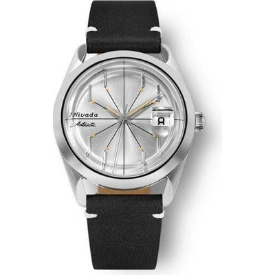 Nivada Grenchen Antarctic Spider Black leather White Stitching