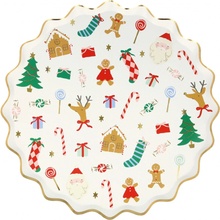 Meri Meri Vánoční papírový talíř Jolly Christmas 21,6 cm set , multi barva, papír