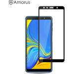  Удароустойчив стъклен протектор за екран марка AMORUS за Samsung Galaxy A7 2018 - с черна рамка