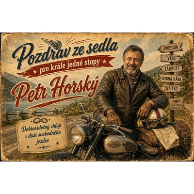 Bezvadary.cz | Dárek pro motorkáře – retro pohlednice s vlastní fotografií - A4 (30x21cm) pohled 18
