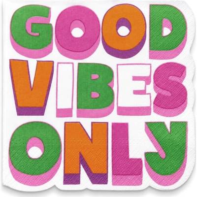Gastrokuchyne Obrúsok PAP FSC Mix 3V Good Vibes Only zeleno-ružový 33x33 cm