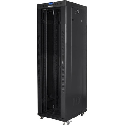 Lanberg Комуникационен шкаф, Lanberg rack cabinet 19" free-standing 42U/600x800 (flat pack) with glass door lcd black v2 (FF01-6842-12BL)