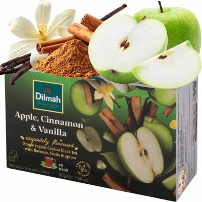 DILMAH Čierny čaj s vôňou jablka škorice a vanilky 20 x 1,5 g