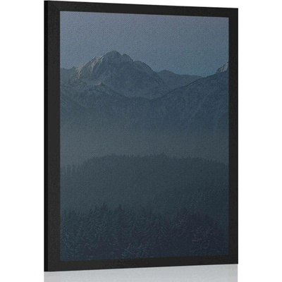 Plakát úplněk měsíce nad horami - 20x30 white