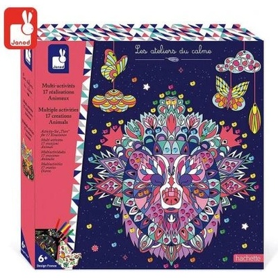 Janod - Креативна кутия с 18 творчески комплекта - Животни (J07955)