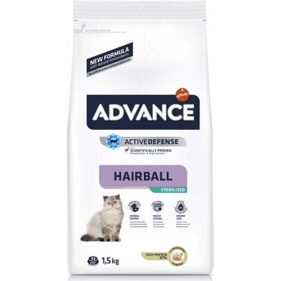 Advance cat adult sterilized hairball - високачествена храна за пораснали, кастрирани котки, срещу космени топки, над 1 година, с пуйка и ориз, Испания - 10 кг