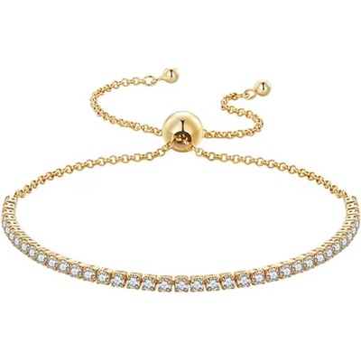 Grace Silver Jewellery stříbrný tenisový náramek se zirkony Rina Gold NR-SCB029-B/36 zlatá